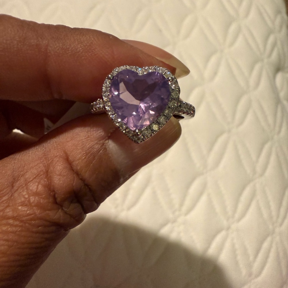 Lavender Moon Quartz Heart Ring - Picture 5 of 6